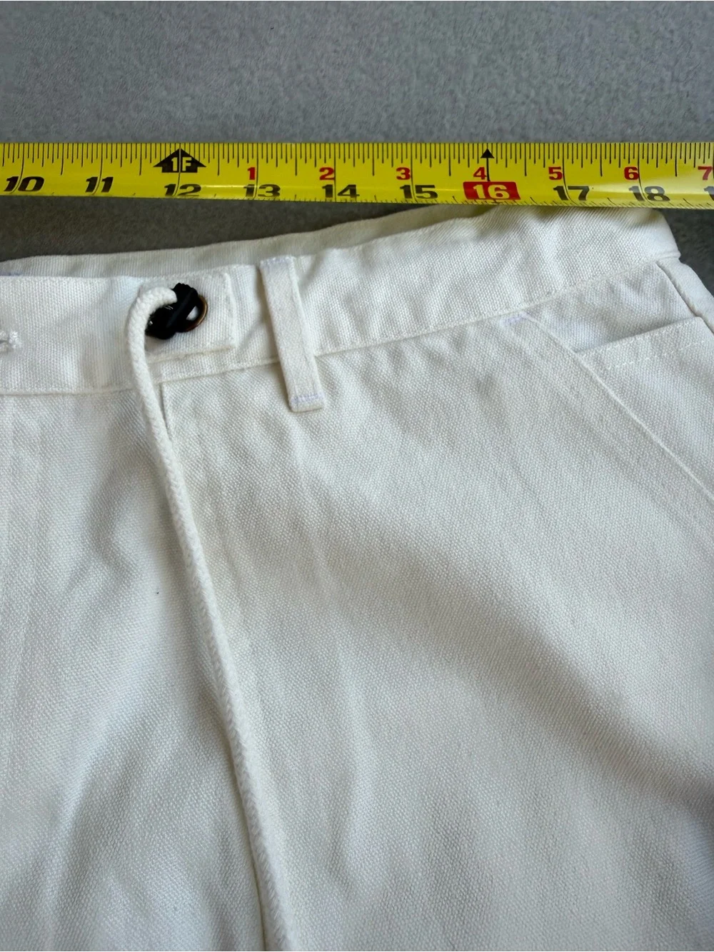 Chez Rien Wide Fatigue Pants In Bone Men Sz XL Loose Fit Draw Cord Waist Canvas